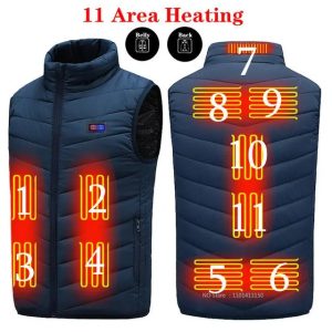 Men Heated Vest USB 17 Zones Thermal Electric Warm Jacket