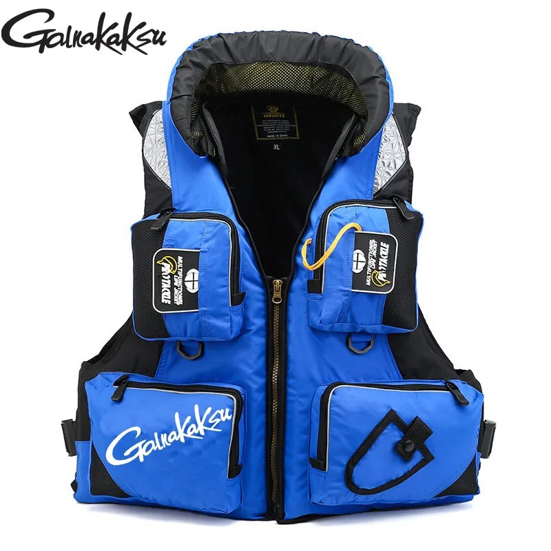 Men Adjustable Life Jacket Multi Pocket Fishing Safety Vest