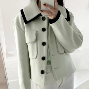 Women PU Leather Jacket Slim Fit Short Motorcycle Coat