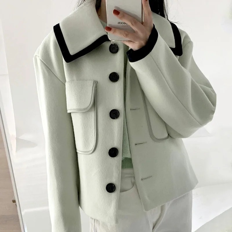 Women PU Leather Jacket Slim Fit Short Motorcycle Coat