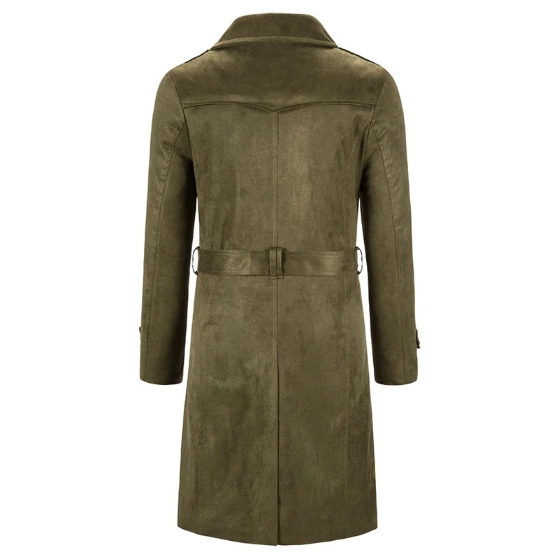 Men Long Trench Coat British Style Double Breasted Windbreaker