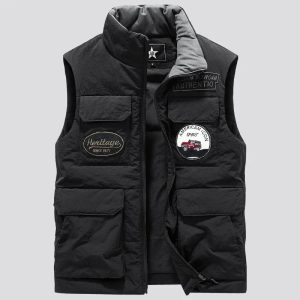 Men Down Cotton Vest Winter Sleeveless Warm Cargo Jacket
