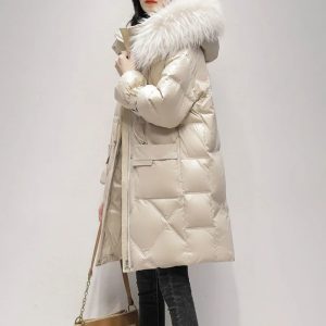 Women Long Down Jacket Korean Style Hooded Thick Winter Coat