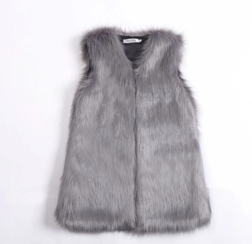 Women Faux Fur Vest Sleeveless Long Jacket Plus Size Winter Vest