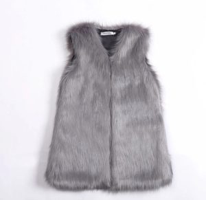 Women Faux Fur Vest Sleeveless Long Jacket Plus Size Winter Vest