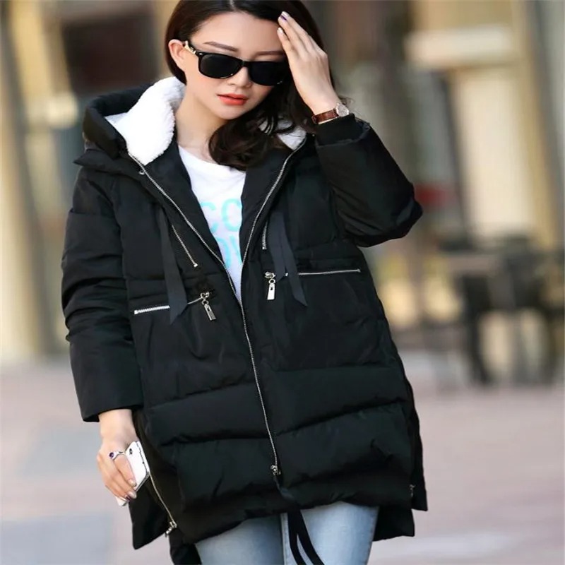 Women Korean Hooded Cotton Padded Coat Warm Thick Winter Jacket